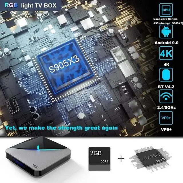 Alt view image 3 of 5 - Light TV Box Android 9.0  F3 2GB 16GB S905X3 Amlogic Wifi BT Set Top Box1080P Media Player