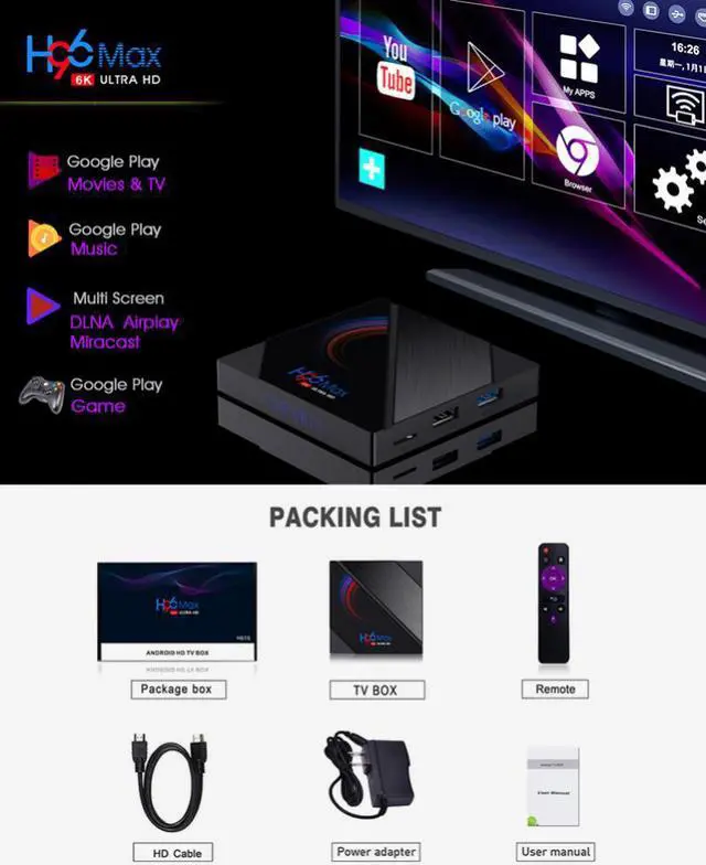 Alt view image 5 of 5 - Android 10.0 TV Box 5G Quad Core HD 6K HDMI WIFI Player 2+16G/4+32G/4+64G Quad-core 6K HD dual WiFi network set-top box