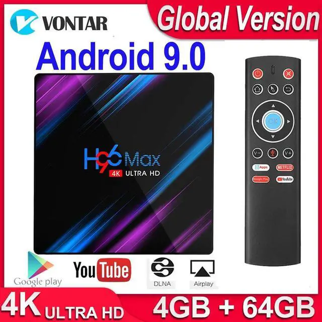Main image of 2020 H96 MAX RK3318 Android TV BOX Android 9 Smart TV BOX Max 4GB RAM 64GB ROM Google PlayStore Youtube 4K Set top Box 2GB 16GB