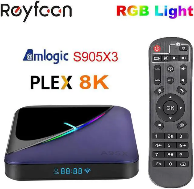 Main image of F3 RGB Light TV Box Amlogic S905X3 Android 9.0 4GB 64GB 32GB Support Dual Wifi 4K 75fps Youtube Plex Media Player F3