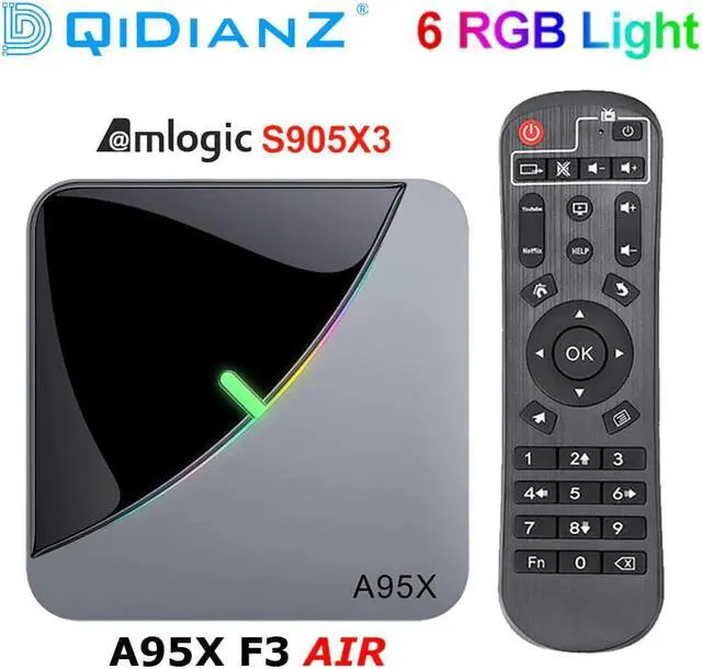Main image of F3 Air 6 RGB Light TV Box Android 9.0 Amlogic S905X3 4K 60fps 4GB 64GB Dual Wifi 4K 60fps Smart TV F3