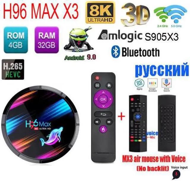 Main image of MAX X3 Smart TV Box Android 9.0 4GB 128GB Amlogic S905X3 2.4G/5G WIFI BlueToth4.0 1000M lan port 8K G00gle Media Play