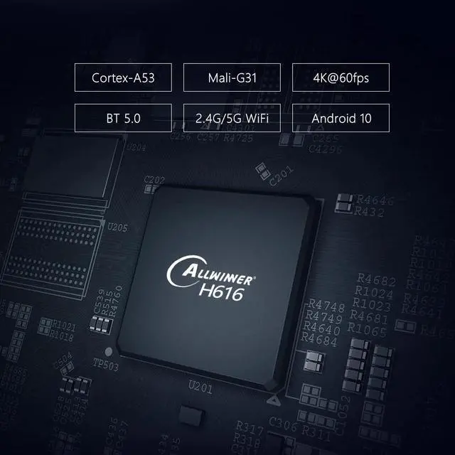 Alt view image 4 of 5 - Android 10.0 Smart TV Box Allwinner H616 4GB 32GB UHD 4K Media Player 6K HDR 2.4G & 5G WiFi BT5.0 100M LAN Set Top Box