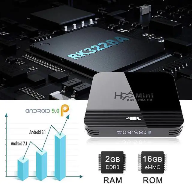 Alt view image 5 of 5 - Mini H8 TV Box Android 9.0 2GB 16GB TV Box 4K Box H.265 2.4G/5G Wifi  720P-2160P FUII 3D Home Audio Media Player