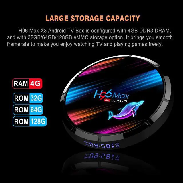 Alt view image 3 of 5 - H96 MAX X3 Android 9.0 TV Box Amlogic S905X3 Quad core 2.4G&5G Wifi Bluetooth 1000M LAN 8K H96MAX Support Voice remote Media Box