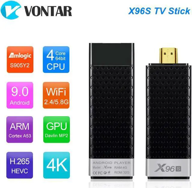 Alt view image 5 of 5 - Stick Android 9.0  Box X96S Amlogic S905Y2 4GB RAM 32GB 5G WiFi BT 4.2  Dongle X96 Mini PC Smart 4K Media Player