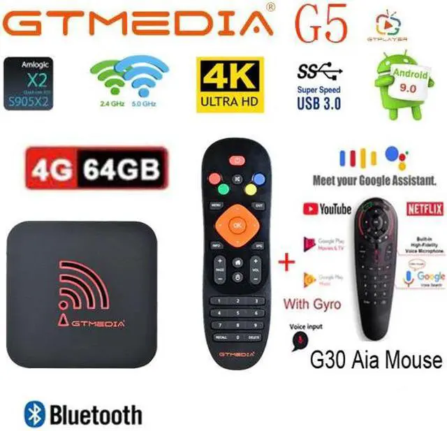 Alt view image 2 of 5 - G5 Android 9.0 Smart tv box 2.4G Wifi Quad Core 4K 1080P Full HD Media Player Amlogic S905X2 4GB +64GB ROM Set-Top Box