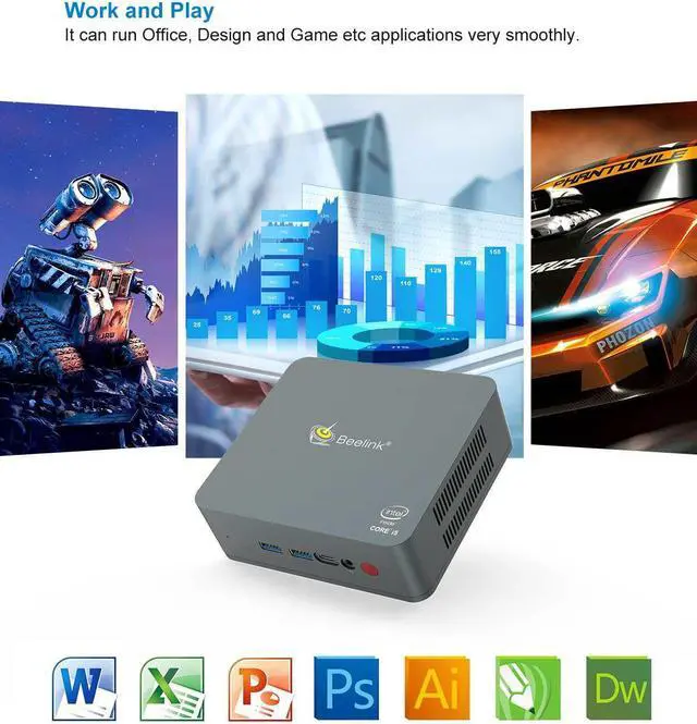 Alt view image 4 of 5 - U57 Mini PC Windows 10 Intel i5 5257U 2.7GHz 8GB 256GB 1000M LAN Dual WIFI USB3.0 Gaming MINI PC TV BOX Computer