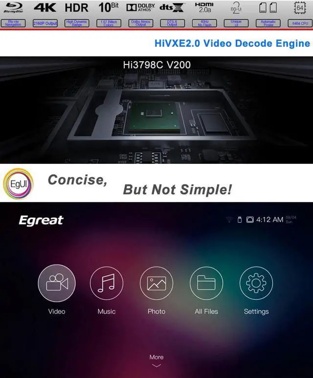 Alt view image 4 of 5 - A10 Ultra HD Media Player 3D 4K Android 5.1 TV Box AC Gigabit LAN HDR10 3D Blu-ray ISO Dolby DTS VIDON PK Himedia Q10 Pro