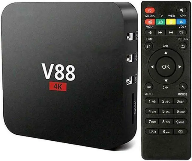 Alt view image 4 of 5 - TV Box 4K Quad Core 1+8GB HD WiFi Set-Top Media Player for Android 7.1 Set Top V88 TVBox