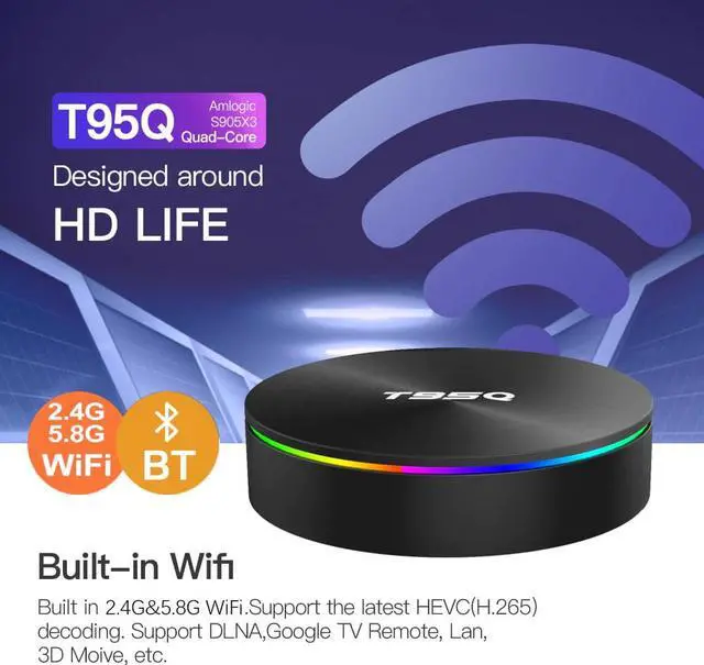 Alt view image 3 of 5 - S905X3 Android 9.0 TV BOX 4GB RAM 64GB ROM Set Top BOX Quad Core 2.4&5G Dual Wifi BT4.0 USB3.0 Google T95Q Media Player