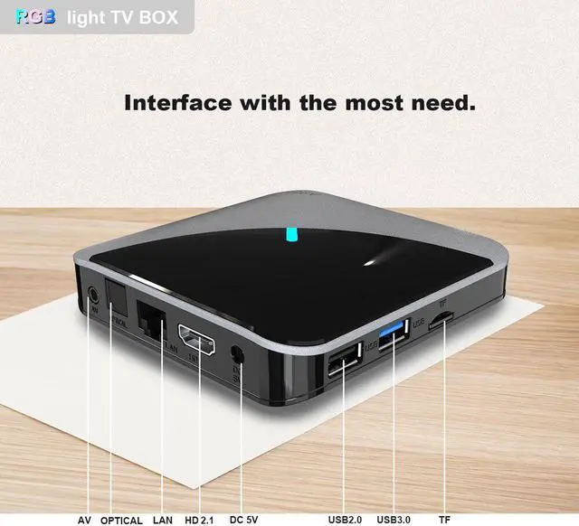 Alt view image 4 of 5 - F3 AIR Set Top Box 8K Decoding Media Player Android 9.0 TV Box Amlogic S905X3 4GB/64GB 2.4G/5G WiFi RGB Light Smart TV Box