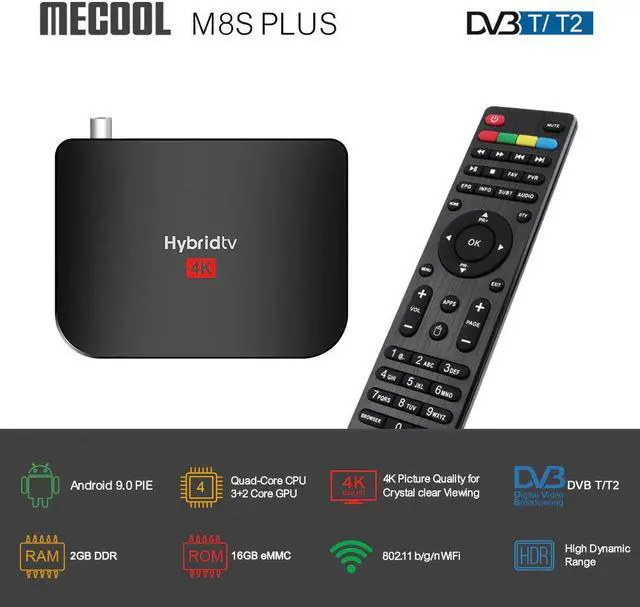 Alt view image 2 of 5 - M8S PLUS Android 9.0 TV Box DVB-T2 Hybridtv Amlogic S905X2 Quad Core 2GB 16GB 4K M8S PLUS DVB T2 Terrestrial Combo Box