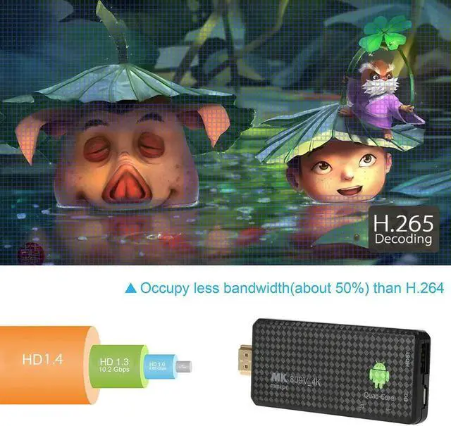 Alt view image 4 of 5 - V Android 7.1 TV Dongle RK3229 Quad-Core 1G / 8G UHD 4K HD Mini PC Miracast / DLNA H.265 WiFi Smart Media Player EU Plug