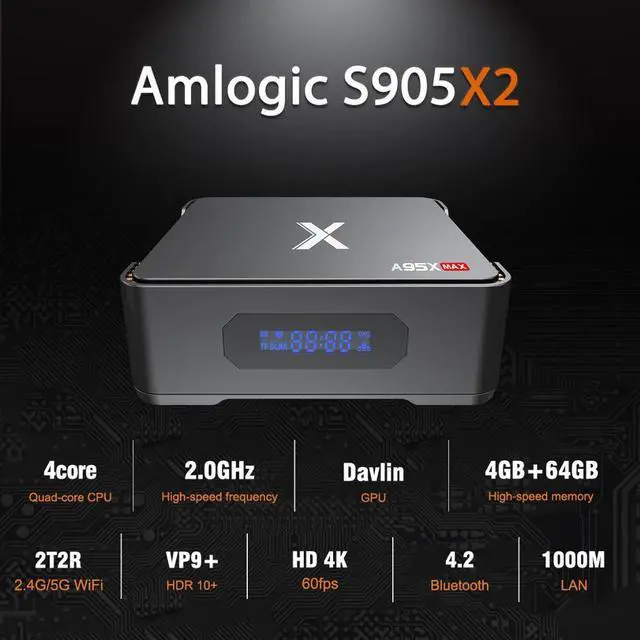 Alt view image 2 of 5 - MAX Android TV Box 4G 64GB Android 8.1 TVBox Amlogic S905X2 2.4G&5G Dual Wifi BT4.2 1000M Media Player Smart Set Top Box