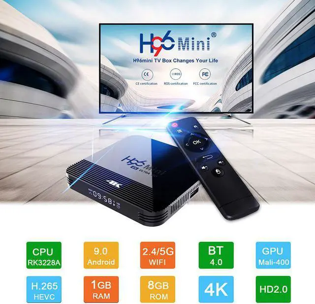 Main image of Mini H8 TV Box Android 9.0 2GB 16GB TV Box 4K Box H.265 2.4G/5G Wifi  720P-2160P FUII 3D Home Audio Media Player