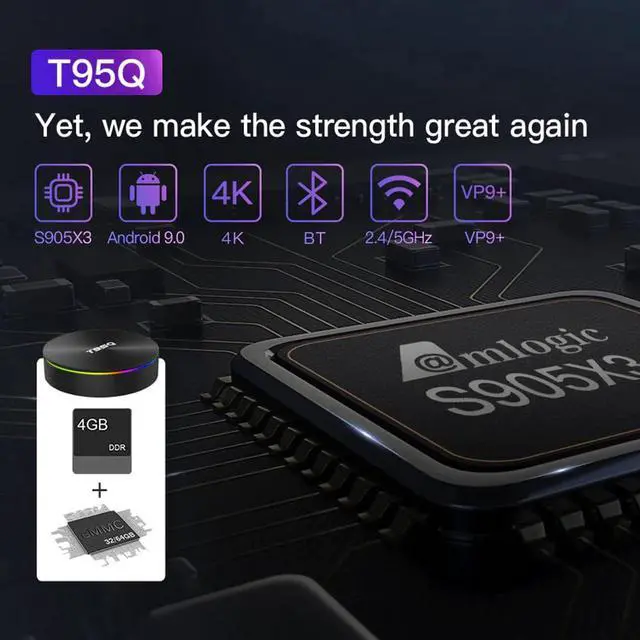 Alt view image 2 of 5 - S905X3 Android 9.0 TV BOX 4GB RAM 64GB ROM Set Top BOX Quad Core 2.4&5G Dual Wifi BT4.0 USB3.0 Google T95Q Media Player