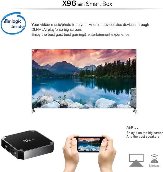 Alt view image 4 of 5 - X96 mini Android 7.1 Smart TV BOX X 96 2GB/16GB 1GB/8GB Amlogic S905W Quad Core support 4K 30tps 2.4GHz WiFi Set top box