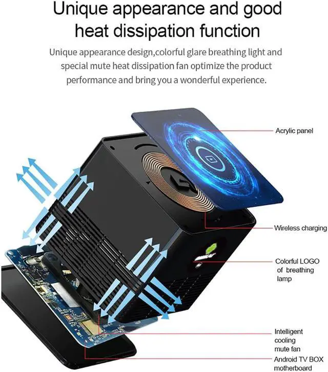 Alt view image 5 of 5 - K1 Wireless Charging TV Box Android 10 4GB RAM 32GB 10bit HDR 4K Dual Wifi 1000M LAN HD Media Player Youtube Google