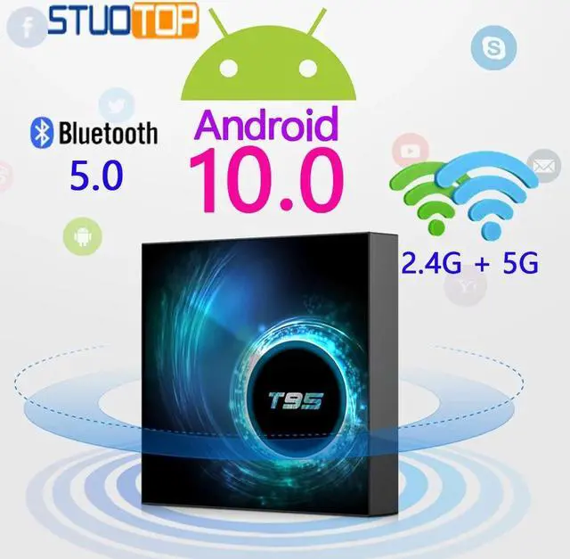 Main image of 2020 latest T95 smart tv box android 10 4k 6k 4g 32gb 64gb 2.4g & 5g Wifi Bluetooth 5.0 Quad core set-top box media Player