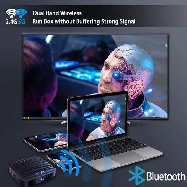Alt view image 4 of 5 - TV Box 10  4GB 32GB 64GB 4K H.265 Media Player 3D Video 2.4G 5GHz Wifi Bluetooth Smart TV Box TV Receiver