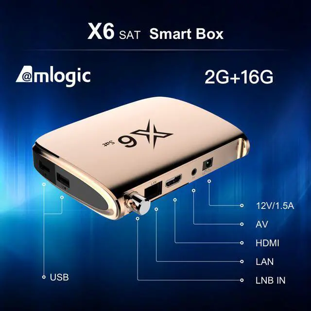 Alt view image 2 of 5 - AFTV X6 Sat Amlogic S905D 2G 16G 4K 2.4G Wifi Android TV Box DVB-S2 Hybrid Smart Box  TV  V OD