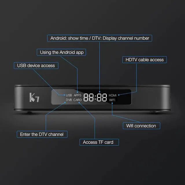 Alt view image 3 of 5 - K7 DVB-S2 DVB-T2 DVB-C Android 9.0 TV Box 4G 64G Amlogic S905X2 2.4G/5G WiFi USB 3.0 Smart TV Box Media Player