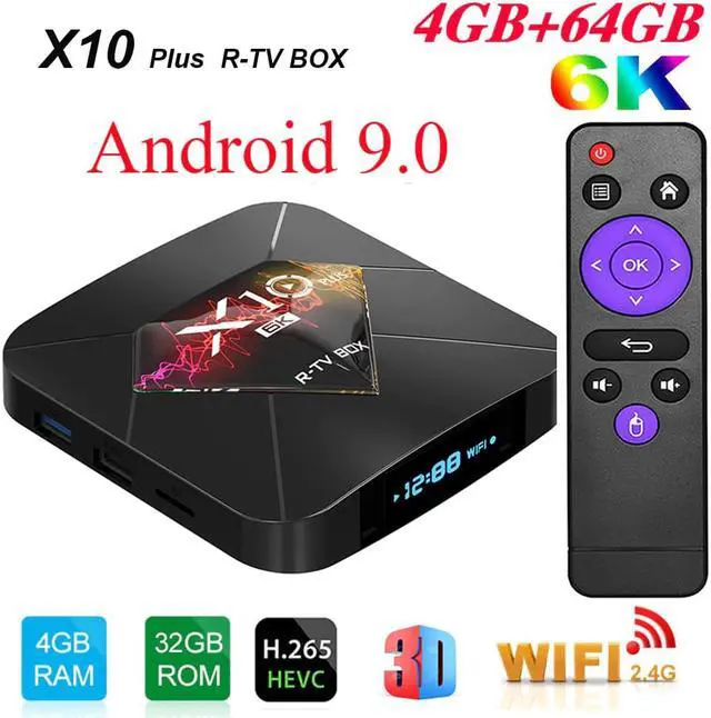 Main image of BOX X10 Plus Android 9.0 Smart TV Box Allwinner H6 2.4G WiFi 4GB RAM 32GB/64GB ROM Set Top Box USB3.0 H.265 6K Media Player