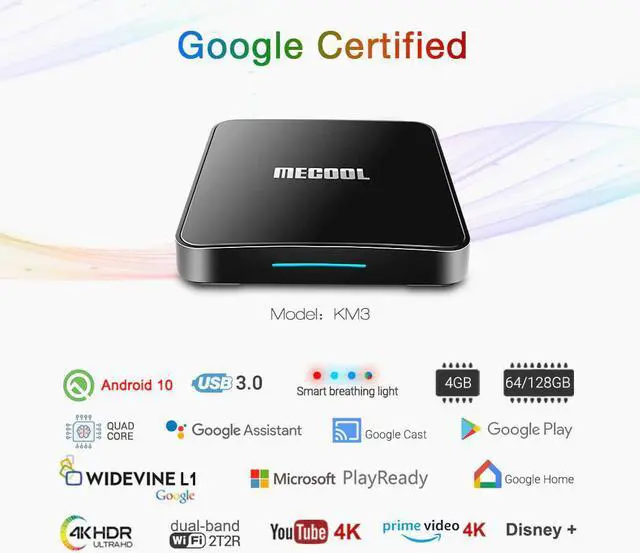 Alt view image 4 of 5 - KM9 Pro Google Certified Androidtv Android10.0 4GB 32GB Amlogic S905X2 9.0 KM3 ATV 4GB 64GB 4K Dual Wifi Smart TV box