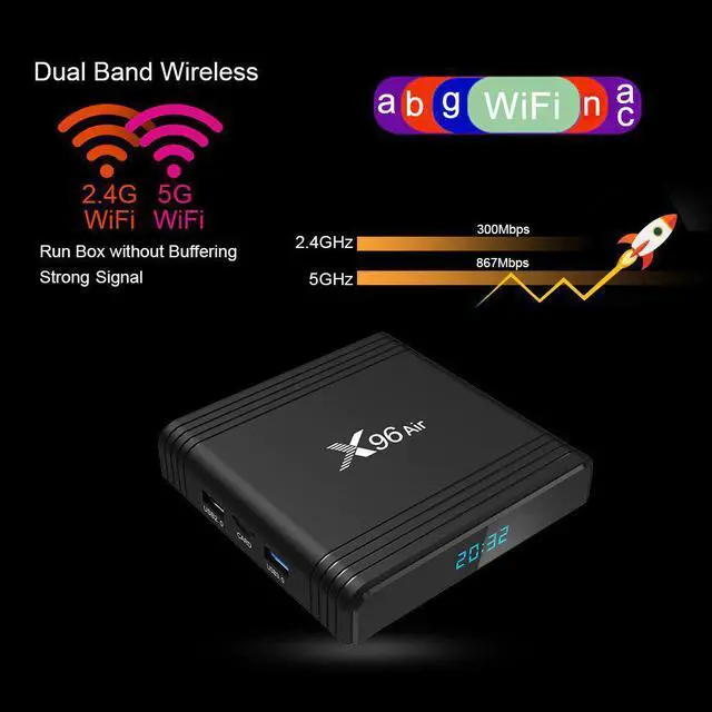 Alt view image 4 of 5 - Air Amlogic S905X3 Android 9.0 TV Box 8K 4GB RAM 64GB ROM Smart Set Top Box Google BT4.1 2.4&5G Wifi Air 4K Media Player