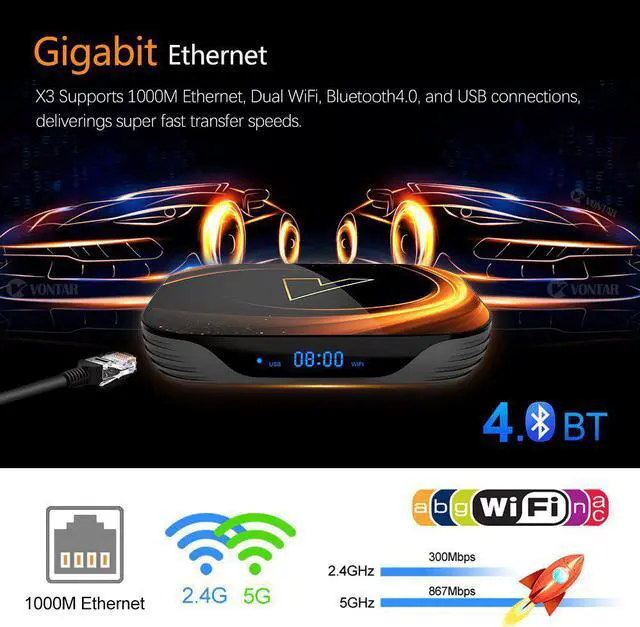 Alt view image 4 of 5 - 2020 NEW X3 Smart 8K TV Box Android 9.0 Amlogic S905X3 Max 4GB RAM 128GB ROM 64GB 1000M Dual Wifi Youtube Media Player