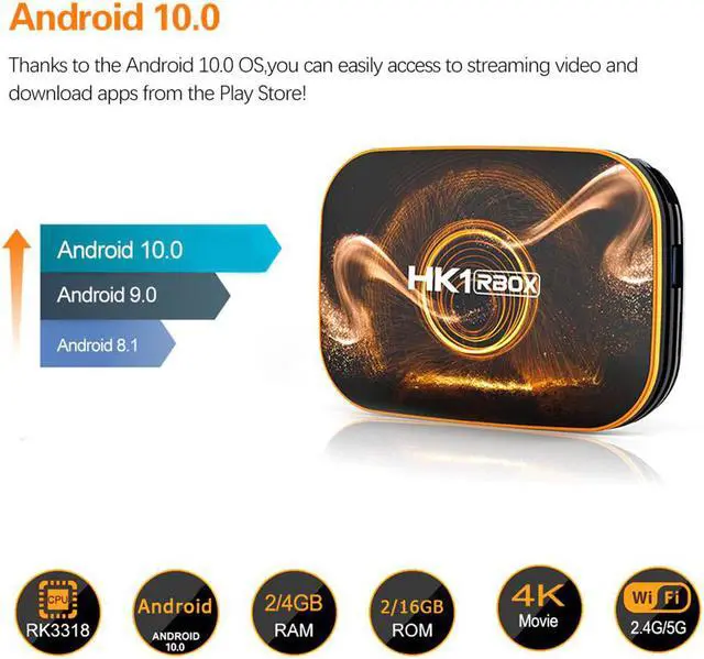 Alt view image 4 of 5 - RBOX R1 Smart TV Box Android 10.0 RK3318 Quad Core 4GB+32GBTV Set Top Box Bluetooth 4.0 2.4G/5G WiFi 4K Media Player