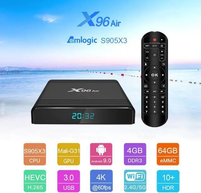 Alt view image 2 of 5 - Air Android TV Box Android 9.0 Amlogic S905X3 Smart TV Box 4K Android Box 4GB 64GB Air Quad Core 2.4G&5G Wifi BT4.1 H.265