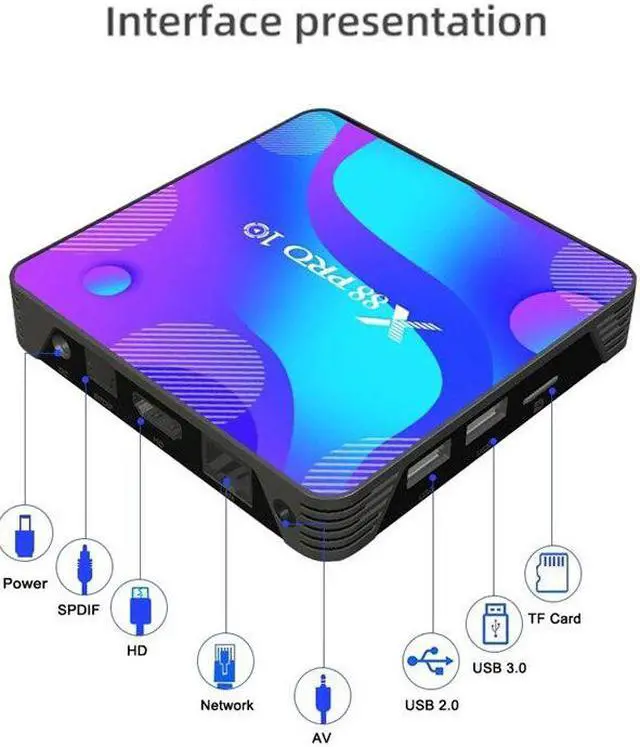 Alt view image 4 of 5 - PRO 10 Android 10.0 Smart TV Box UHD 4K Media Player RK3318 4GB/64GB 2.4G/5G Dual-Band WiFi BT4.0(US Plug)