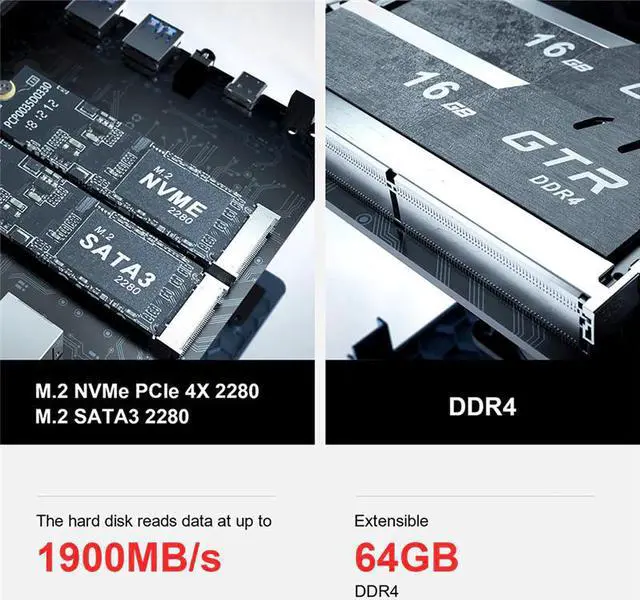 Alt view image 4 of 5 - NEW  GTR PRO MINI PC Computer Windows10 WIFI6 HIFI Phone Same Screen Gaming Fingerprint AMD Ryzen 5 3550H TV BOX Office