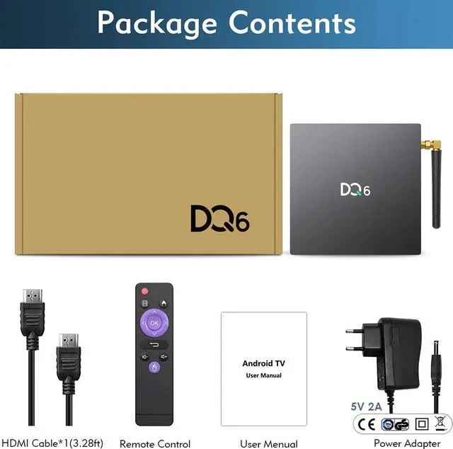 Alt view image 5 of 5 - BOX Android 10 Box DQ6 4GB RAM 64GB Rockchip RK3318 USB3.0 1080P H.265 4K 60fps Google Player Store Youtube Set Top Box