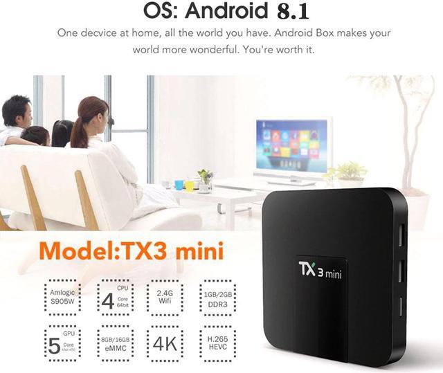 Alt view image 2 of 5 - TX3 Mini Android 8.1 TV Box Smart TV H.265 IP TV 4K Set Top Box TV BOX Media Player Amlogic S905W 2G 16G Tanix TX3 Box
