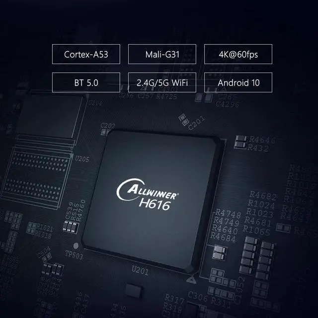 Alt view image 3 of 5 - Q96HERO Android 10.0 Smart TV Box Allwinner H616 Quad-core UHD 4K Media Player 6K HDR 4GB 32GB 2.4G 5G WiFi Set Top Box