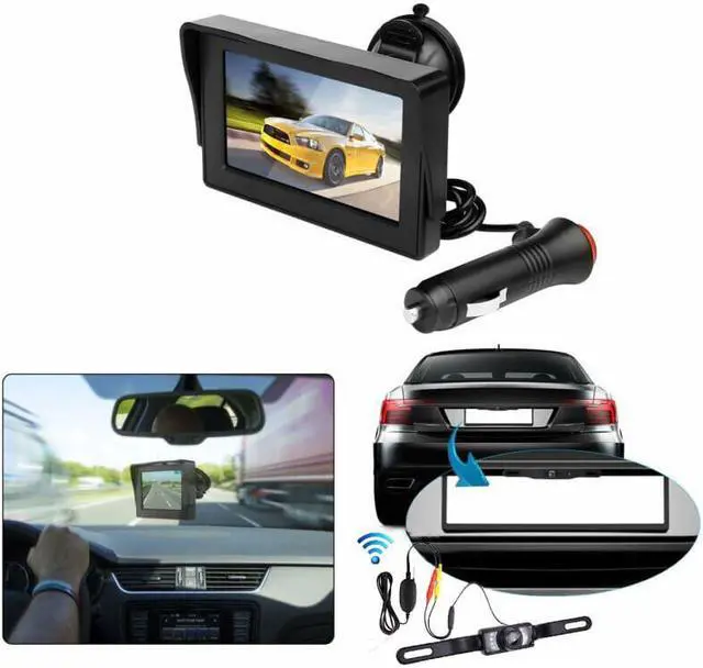 Alt view image 4 of 5 - Backup LCD Monitor License Plate Night Vision Rear View Camera Kit Waterproof Car Surveillance Camera