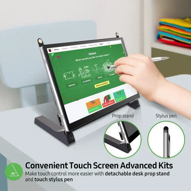 Alt view image 4 of 5 - Protable Monitor Raspberry Pi touch screen 7-inch 1024X600 with dual speakers portable capacitive IPS display with