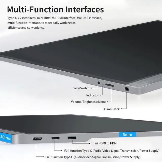 Alt view image 5 of 5 - 16.7 Million Colors Gaming Monitor AOSIMAN Portable 15.6inch 4K LCD Screen 47% NSTC Fast Response Touch Screen EU/US Plug