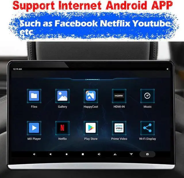 Alt view image 5 of 5 - 13.3 Inch Android 9.0 Car Headrest Monitor Same Screen 4K 1080P Touch Screen WIFI/Bluetooth/USB/SD//FM/Mirror Link/Miracast