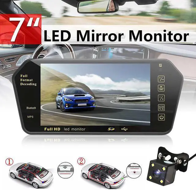 Alt view image 2 of 5 - 7 Inch TFT LCD Car Rear View Mirror Monitor +Night Vision Reverse Car Camera bluetooth Packing System for Car Rearview Monitors