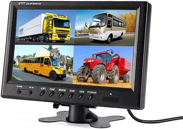 Alt view image 2 of 5 - 9" TFT LCD Split Screen Quad Monitor CCTV Security Surveillance Car Headrest Rear View Monitor 4 RCA Connectors 6 Mode
