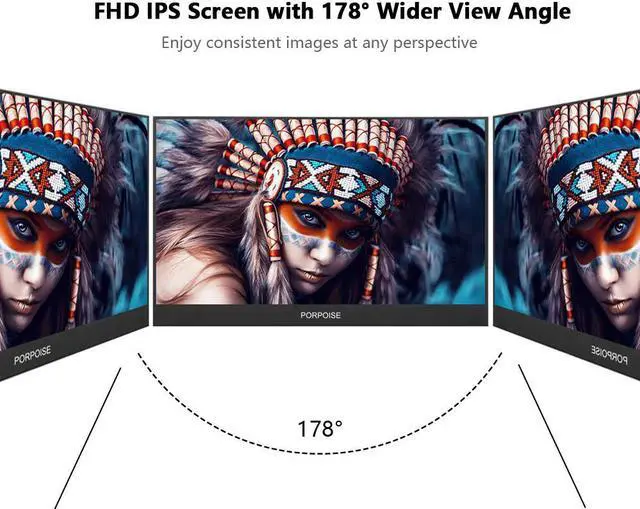 Alt view image 4 of 5 - POEPOISE 15.6/17.3 inch ips Portable monitor for Raspberry Pi PC PS4 Xbox 360 1080P LCD LED Display switch cctv