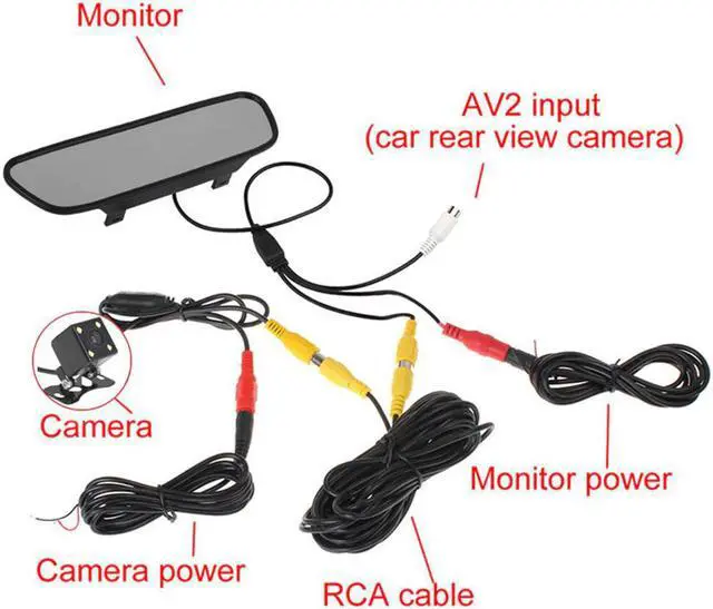 Alt view image 5 of 5 - 5 inch TFT LCD HD800*480 screen Car Monitor Mirror Reversing Parking Monitor with 2 video input, Rearview camera optional