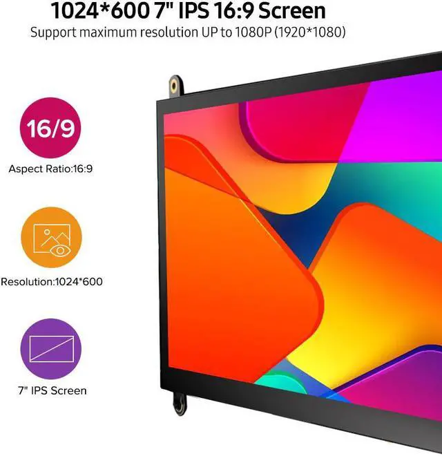 Alt view image 3 of 5 - 7 Inch Full View LCD IPS Touch Screen for Raspberry Pi HD Display Capacitive Monitor 5-Point Touch Control