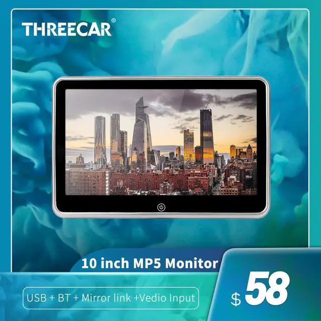 Main image of 10"/9"/8" HD Car Headrest Monitor Video Player USB/SD/FM TFT LCD Digital Screen Touch Button Game Remote Control Car MP5 Player
