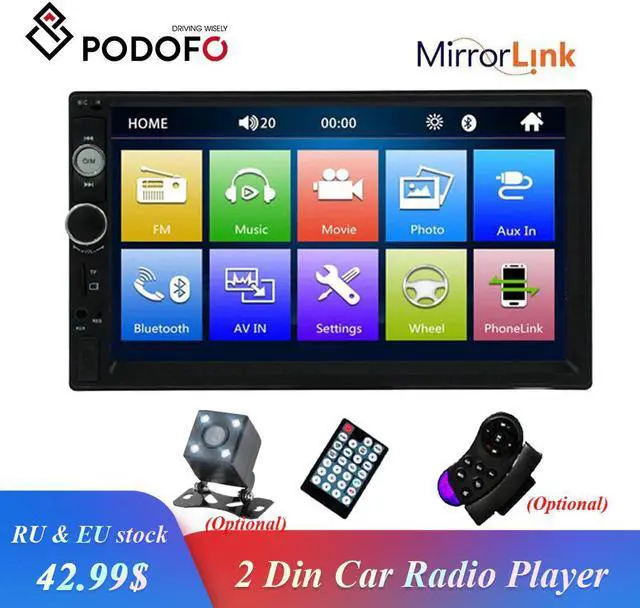 Main image of 7" Car Backup Monitors 2din Audio Radio Touch Screen HD Digital Display USB Bluetooth Autoradio Multimedia MP5 Player