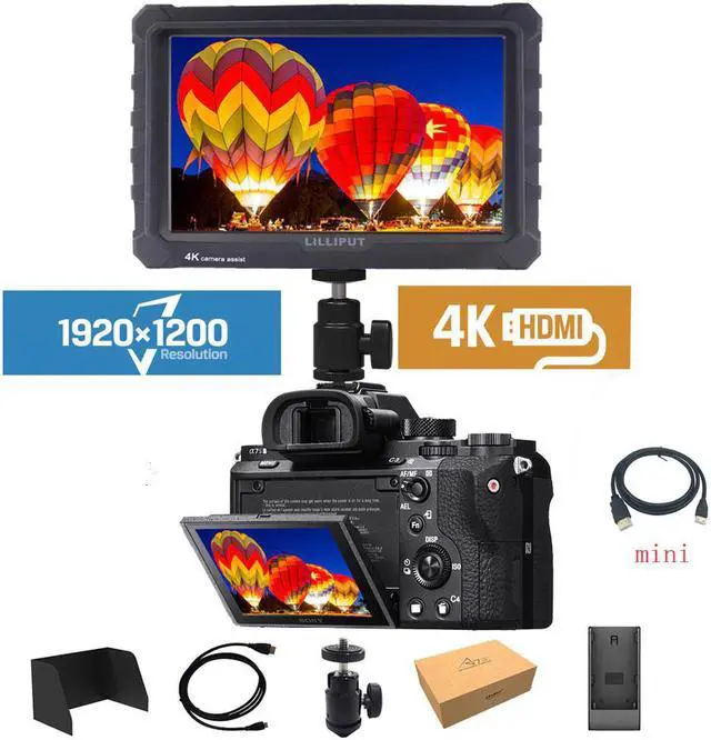 Alt view image 2 of 5 - A7s 4K Monitor 7 Inch HD IPS Screen 500cd/m2 Field Camera Monitor 4K Video for Nikon Canon Sony Fujifilm DSLR